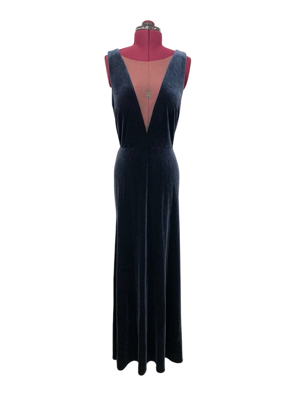 Jenny Yoo Dress V-Neck Navy Velvet Evening Gown 12 - Picture 15 of 15